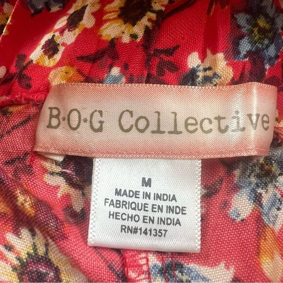 B.O.G Collective Junior Red Floral Elastic Waist Red Floral Shorts Size M - Picture 6 of 9